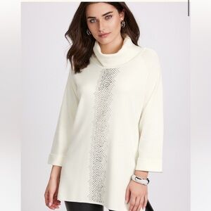 Laura Tonal Stone Embellished Sweater Ivory